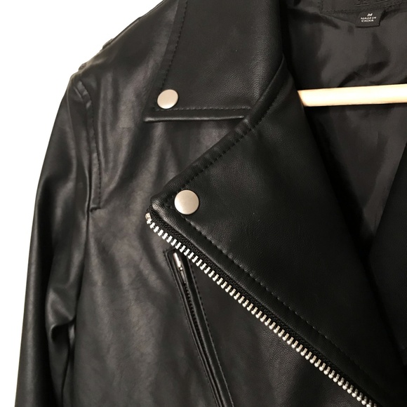 Uniqlo Vegan Faux Leather Biker Moto Jacket M New - Picture 4 of 8